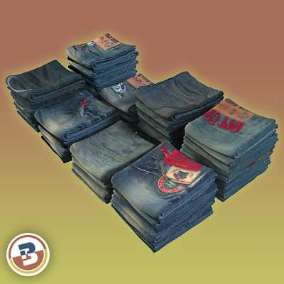 3D Model of Clothing Series - Realistic Folded Jeans - 3D Render 2